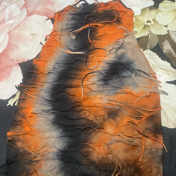 Orange and Black Tie-Dye Dress - Picture 2 of 3